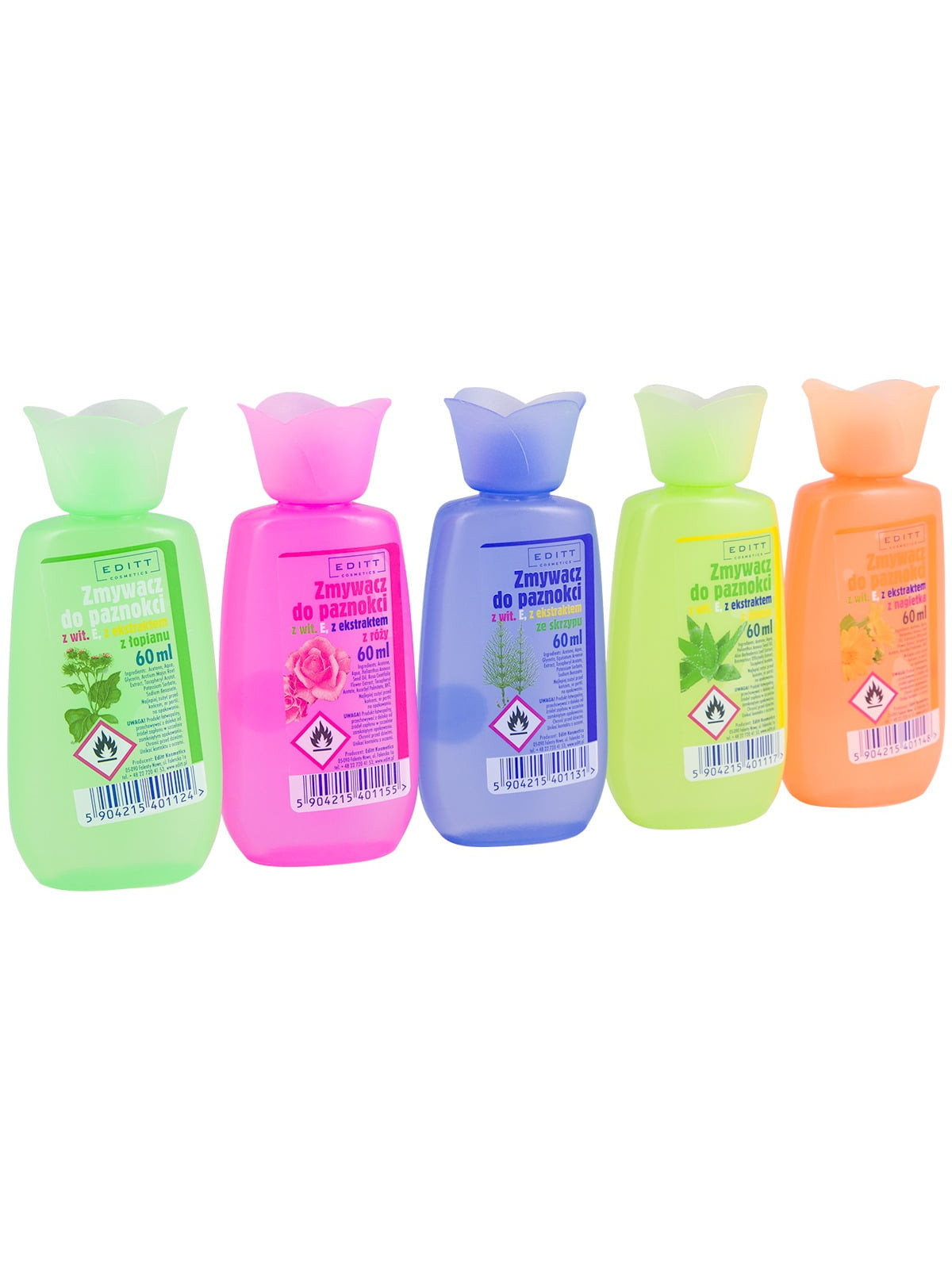 Bezacetonový odlakovač na nehty "KVĚT", 5 × 60 ml
