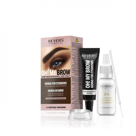 Henna na obočí 3.0 DARK BROWN s arganovým a ricinovým olejem