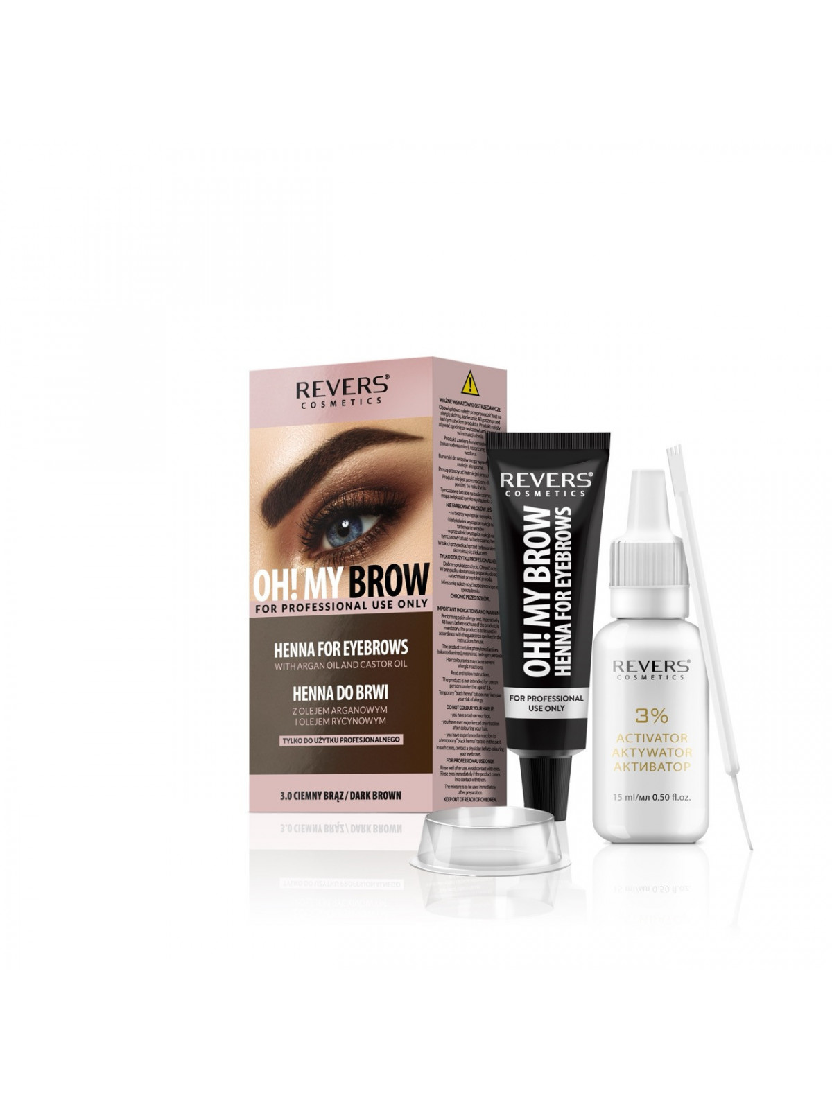 Henna na obočí 3.0 DARK BROWN s arganovým a ricinovým olejem