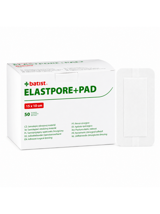 BATIST ELASTPORE+PAD Sterilní krytí s polštářkem | 15 × 10 cm