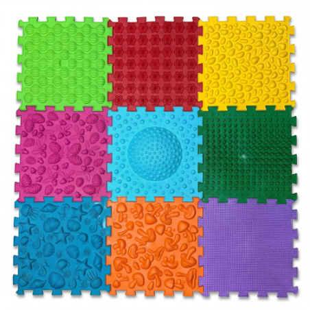 Masážní podložka Ortek Mix Puzzle | 9 dílů | různé struktury