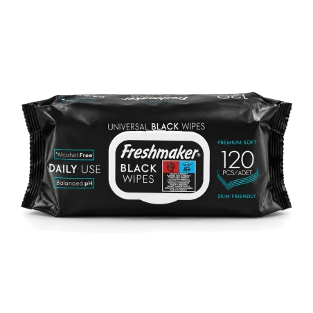 Freshmaker Universal Black Wipes černé vlhčené ubrousky 120 ks