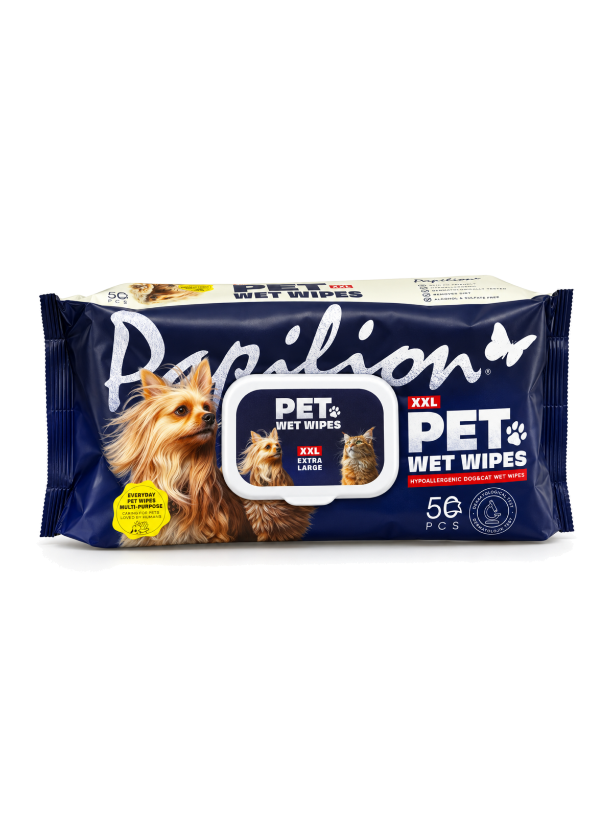 Papilion XXL Pet Wet Wipes vlhčené ubrousky pro psy a kočky 50 ks