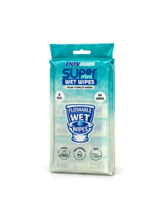 Doyfresh Super Mini Flushable Wet Wipes vlhčený toaletní papír 8 × 8 ks