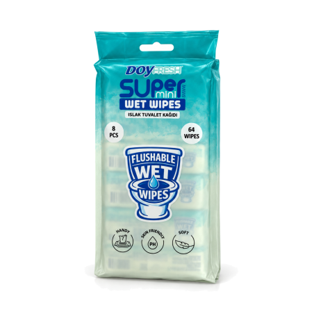 Doyfresh Super Mini Flushable Wet Wipes vlhčený toaletní papír 8 × 8 ks