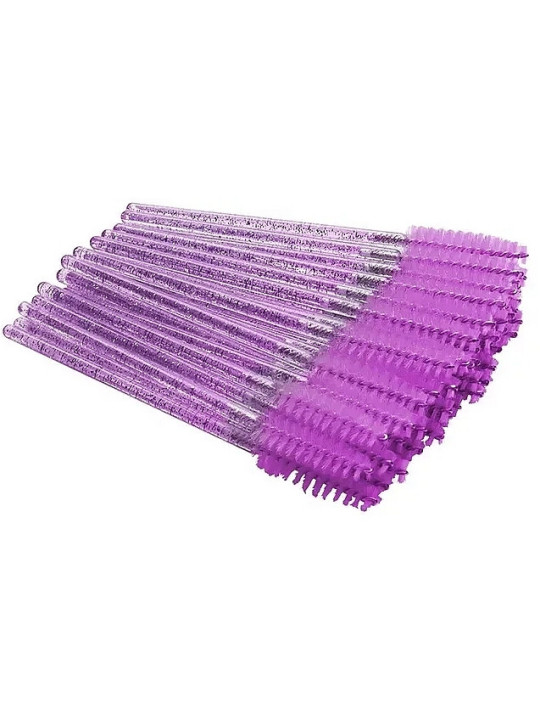 Kartáčky na řasy – růžové glitrové, 50 ks | JagaShop