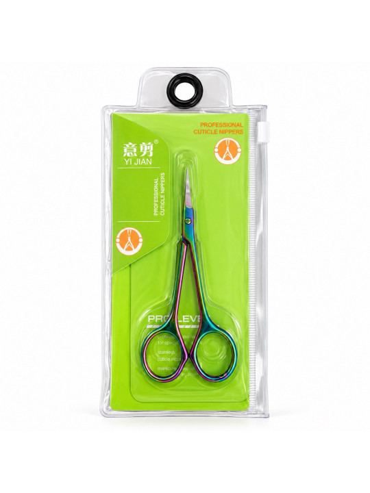 Professional cuticle scissors YI JIAN Pro Level – dúhová úprava, zahnuté ostrie