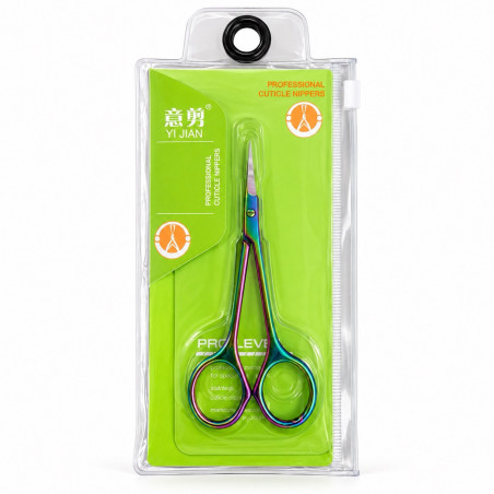 Professional cuticle scissors YI JIAN Pro Level – dúhová úprava, zahnuté ostrie
